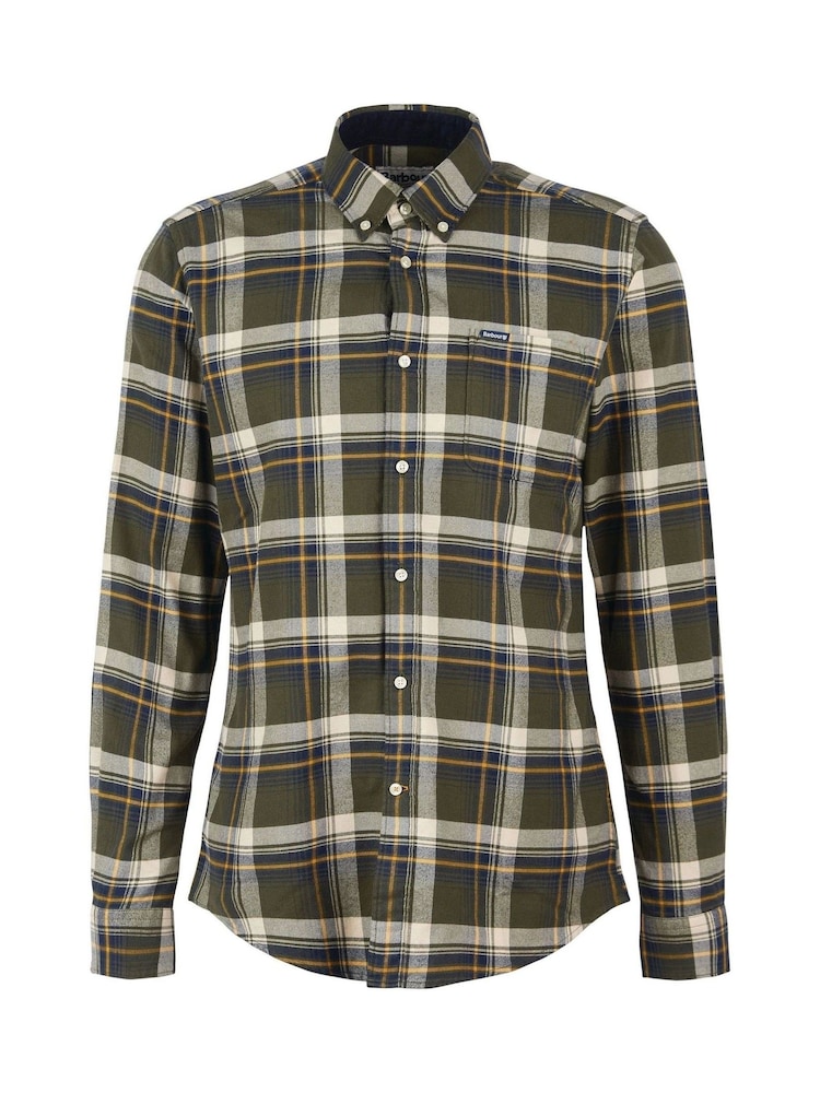 Barbour® Green Shieldton Tailored 100% Cotton Checked Shirt - Image 7 of 7