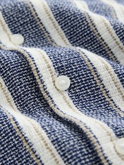 Blue Stripe Short Sleeves Revere Collar Texture Stripe Shirt (3-16yrs) - Image 3 of 4