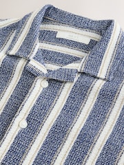 Blue Stripe Short Sleeves Revere Collar Texture Stripe Shirt (3-16yrs) - Image 4 of 4