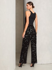 Lipsy Black Sequin Wide Leg Trousers - Image 4 of 4