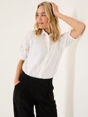 FatFace White Embroidered Short Sleeve Jersey Shirt - Image 1 of 10