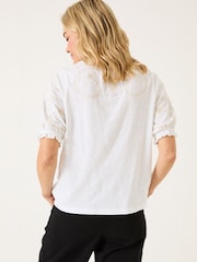 FatFace White Embroidered Short Sleeve Jersey Shirt - Image 2 of 10