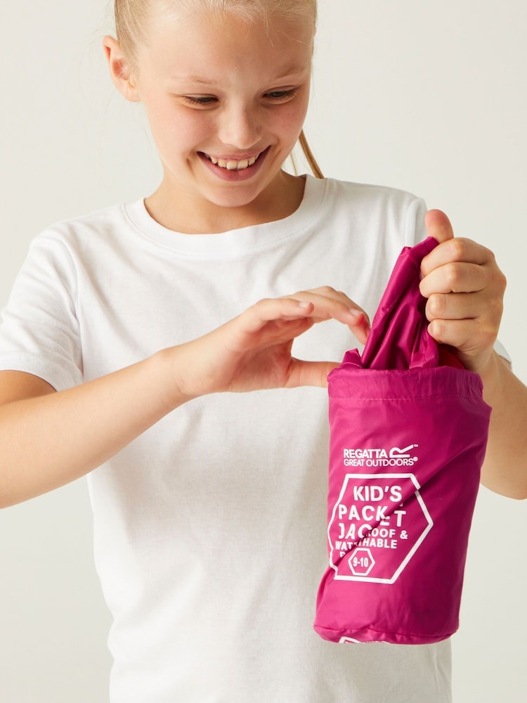 Roze - Regatta Kids Waterproof Pack It Jacket III - Image 3 of 5