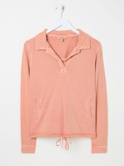 FatFace Jess Nude Pink Popover Jersey Shirt - Image 8 of 8