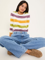 FatFace Natalie Ivory 3/4 Sleeve 100% Cotton Top - Image 3 of 6