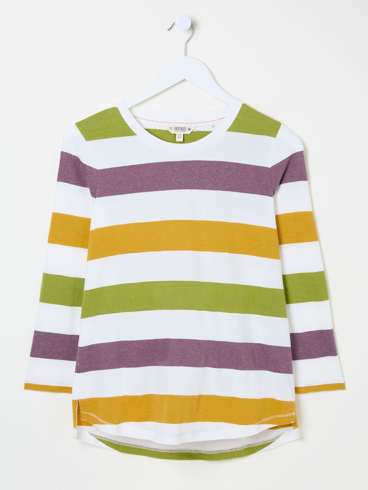 FatFace Natalie Ivory 3/4 Sleeve 100% Cotton Top - Image 6 of 6