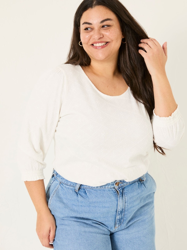 FatFace Polly White Broderie Top - Image 6 of 11
