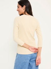 FatFace Reese Oatmeal Ribbed Henley Top - Image 2 of 9