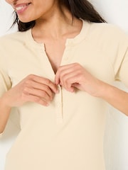 FatFace Reese Oatmeal Ribbed Henley Top - Image 4 of 9