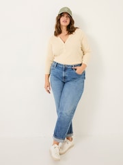 FatFace Reese Oatmeal Ribbed Henley Top - Image 5 of 9