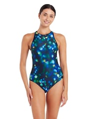 Zoggs Blue Purity Hi Cross X  Back Swimsuit - Image 1 of 6