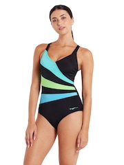 Zoggs Wrap Panel Classic Back Black Swimsuit - Image 4 of 7