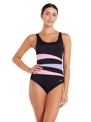 Zoggs Sumatra Adjustable Scoopback Tummy Control Black Swimsuit - Image 1 of 6