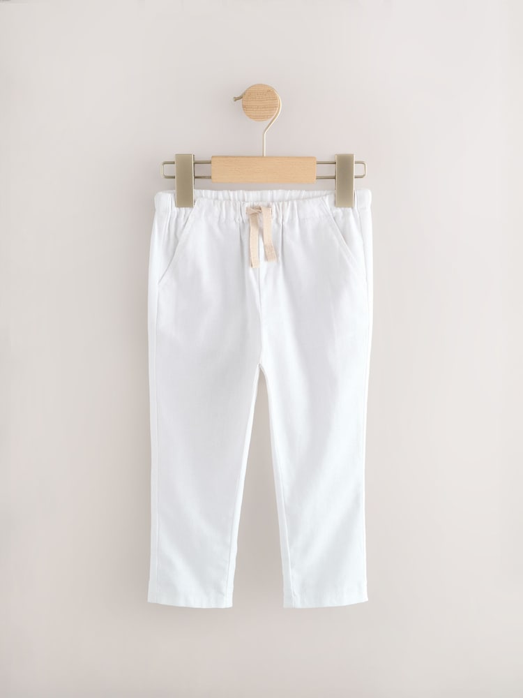 Blanc - Lin Blend Pantalons (3mths-7yrs) - Image 4 of 7