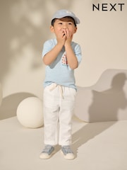 White Regular Fit Wide Leg Linen Blend Pull On Trousers (3mths-7yrs) - Image 1 of 1