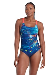 Zoggs Blue Orbital Speedback Swimsuit - Image 1 of 7