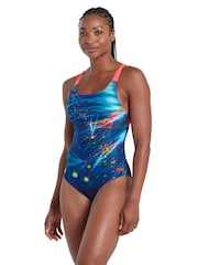 Zoggs Blue Orbital Speedback Swimsuit - Image 4 of 7