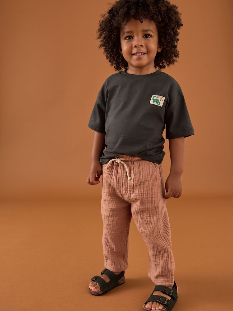 Rust Brown Soft Textured 100% Cotton Trousers (3mths-7yrs) - Image 2 of 7 Rust Brown Soft Textured 100% Cotton Trousers (3mths-7yrs) - Image 2 of 7