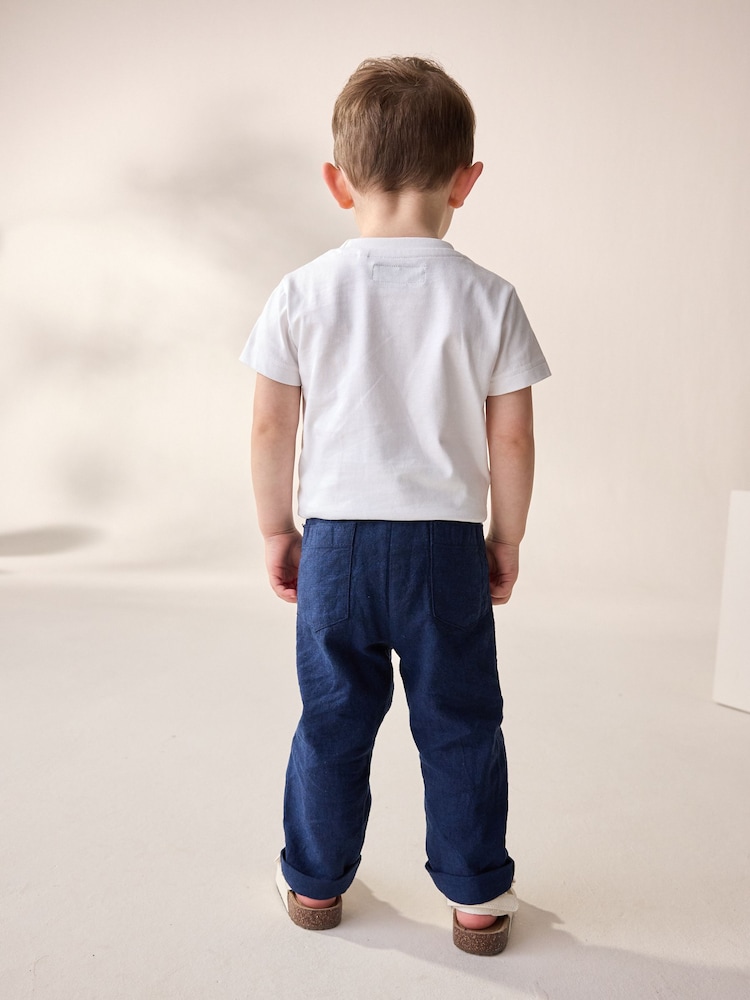 Navy Blue Linen Blend Trousers (3mths-7yrs) - Image 2 of 7