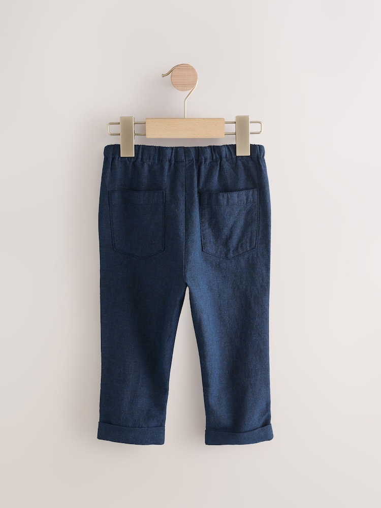 Navy Blue Linen Blend Trousers (3mths-7yrs) - Image 5 of 7