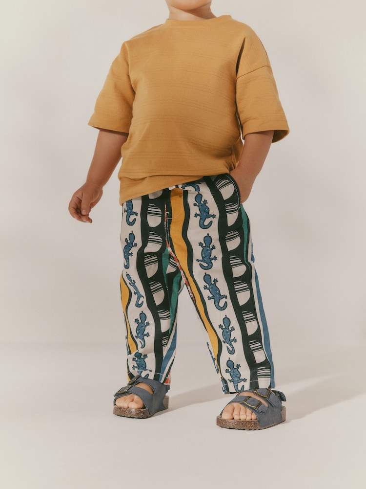 Multi Printed Wide Leg Linen Blend Pull On Trousers (3mths-7yrs) - Image 1 of 9