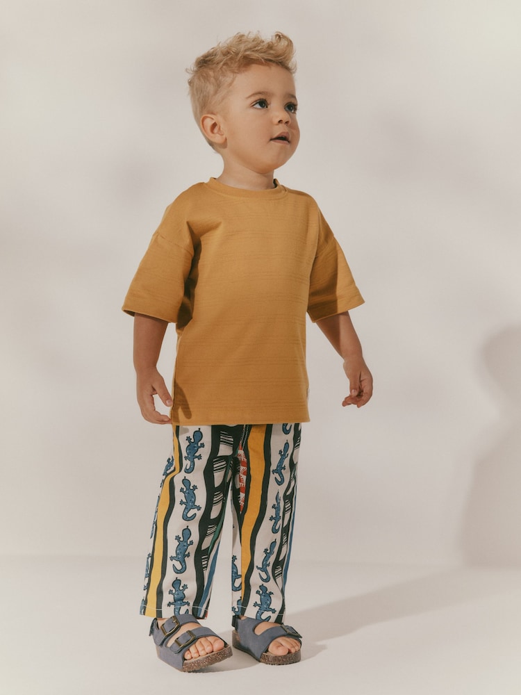 Multi Printed Wide Leg Linen Blend Pull On Trousers (3mths-7yrs) - Image 2 of 9