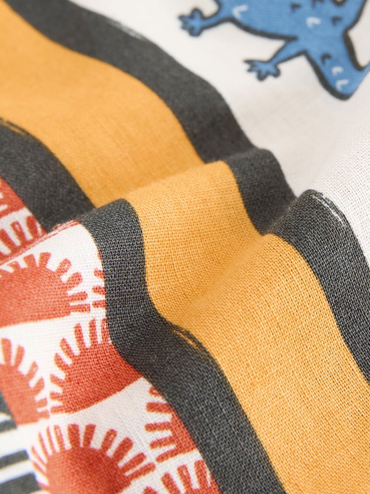 Meerkleurige print - Broek met wijde pijpen van linnenmix met aantrekkoord (3mnd-7jr) - Image 7 of 9