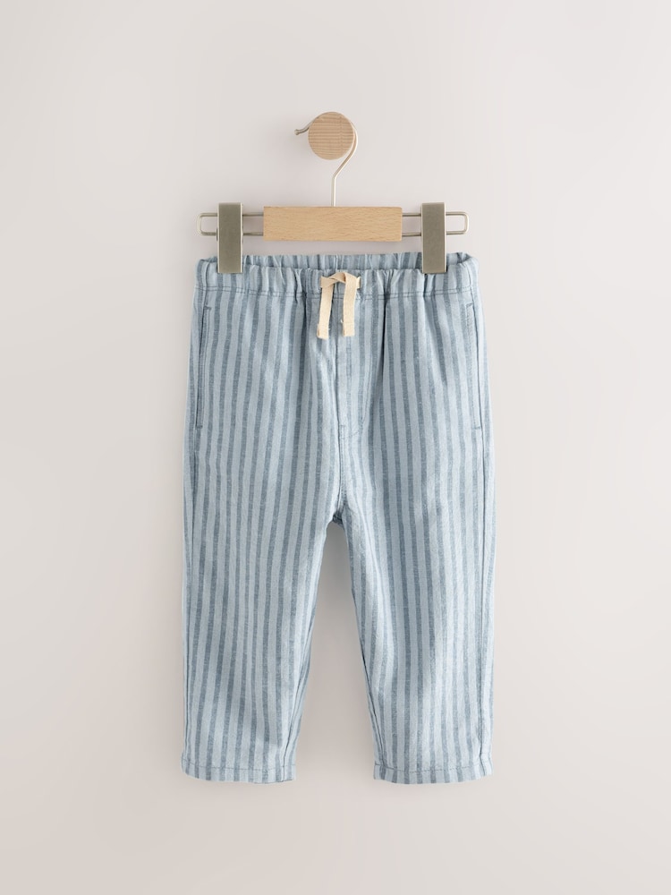 Bleu clair à rayures - Pantalon large en lin Blend à enfiler (3mois-7ans) - Image 4 of 7