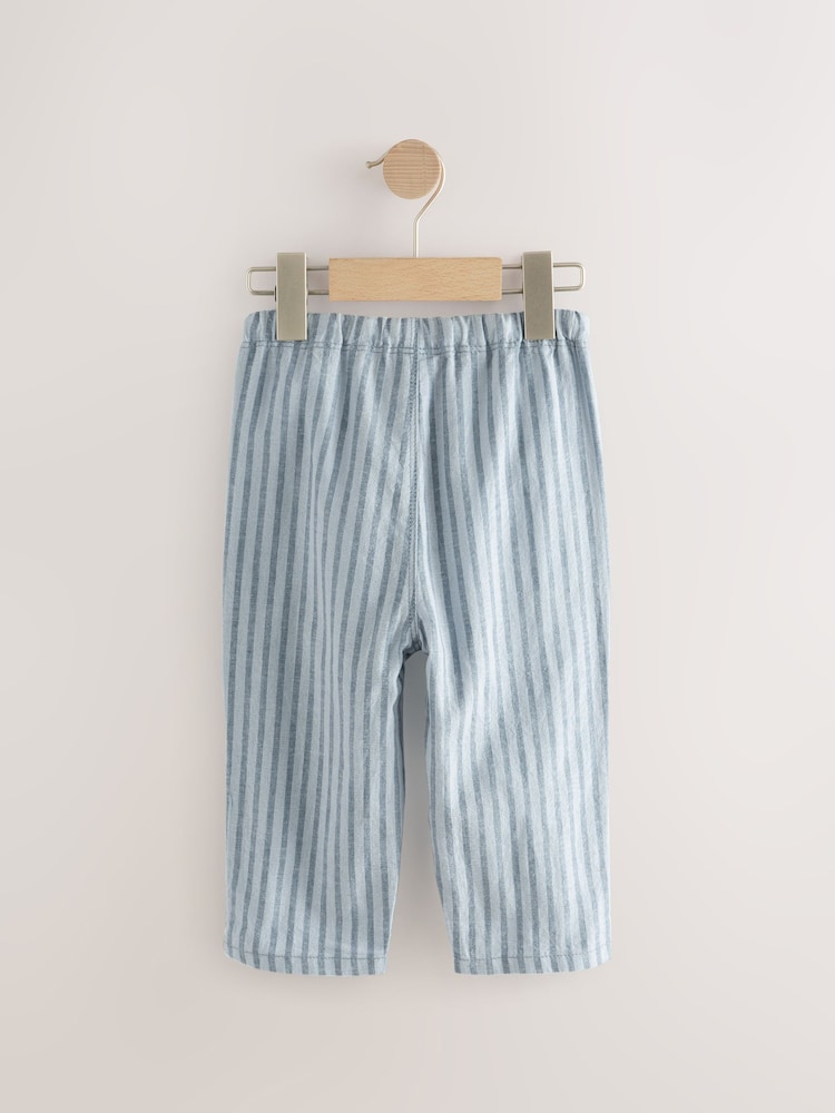Bleu clair à rayures - Pantalon large en lin Blend à enfiler (3mois-7ans) - Image 5 of 7