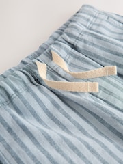 Light Blue Stripe Wide Leg Linen Blend Pull On Trousers (3mths-7yrs) - Image 7 of 7