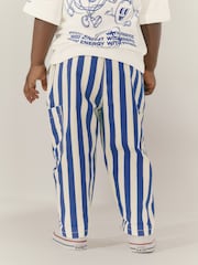 Blue/White Stripe Side Pocket 100% Cotton Pull On Trousers (3mths-7yrs) - Image 2 of 8