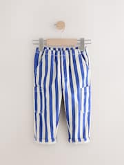 Blue/White Stripe Side Pocket 100% Cotton Pull On Trousers (3mths-7yrs) - Image 5 of 8