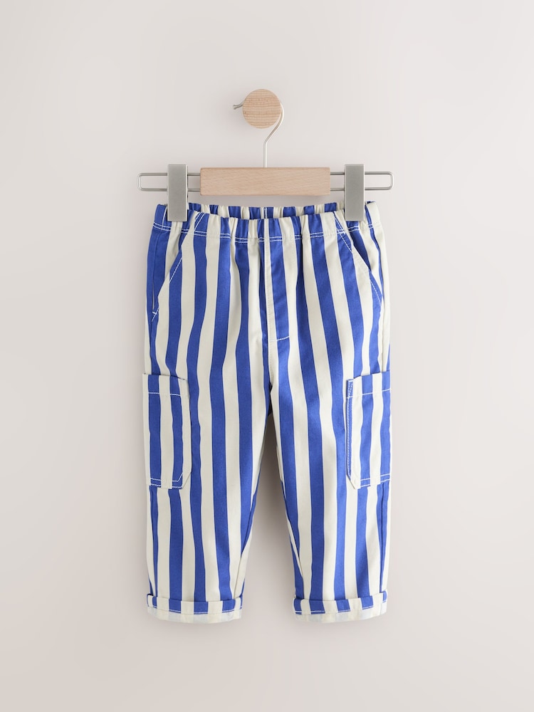 Blue/White Stripe Side Pocket Pull On Trousers (3mths-7yrs) - Image 5 of 8