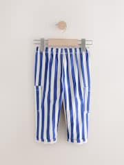 Blue/White Stripe Side Pocket 100% Cotton Pull On Trousers (3mths-7yrs) - Image 6 of 8