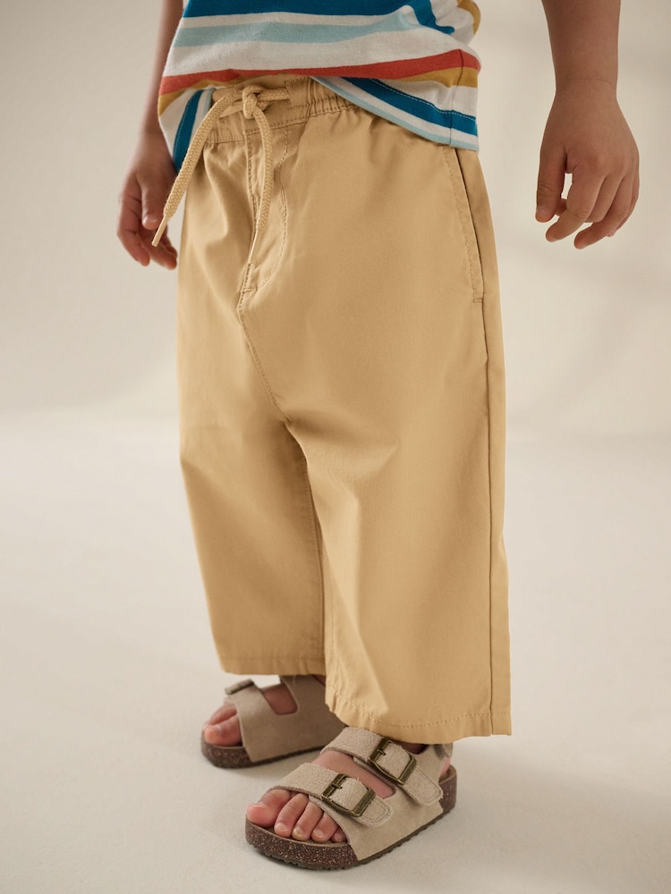 Ochre Yellow Wide Leg 100% Cotton Chino Trousers with Elasticated Waist (3mths-7yrs) - Image 1 of 8