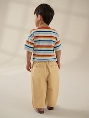 Ochre Yellow Wide Leg 100% Cotton Chino Trousers with Elasticated Waist (3mths-7yrs) - Image 2 of 8