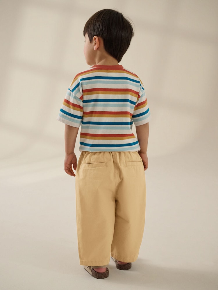 Ochre Yellow Wide Leg 100% Cotton Chino Trousers with Elasticated Waist (3mths-7yrs) - Image 2 of 8