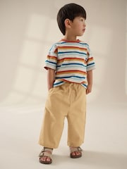 Ochre Yellow Wide Leg 100% Cotton Chino Trousers with Elasticated Waist (3mths-7yrs) - Image 3 of 8