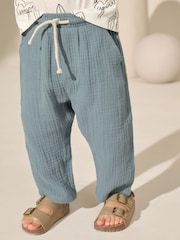 Albastru - Pantaloni din bumbac texturat moale 100% (3luni-7ani) - Image 1 of 8