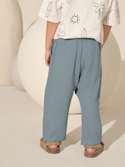 Albastru - Pantaloni din bumbac texturat moale 100% (3luni-7ani) - Image 3 of 8