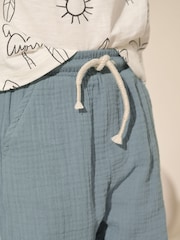 Albastru - Pantaloni din bumbac texturat moale 100% (3luni-7ani) - Image 4 of 8