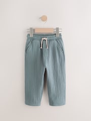 Albastru - Pantaloni din bumbac texturat moale 100% (3luni-7ani) - Image 5 of 8
