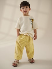 Ochre Yellow Stripe Wide Leg Linen Blend Pull On Trousers (3mths-7yrs) - Image 2 of 4