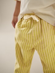 Ochre Yellow Stripe Wide Leg Linen Blend Pull On Trousers (3mths-7yrs) - Image 4 of 4