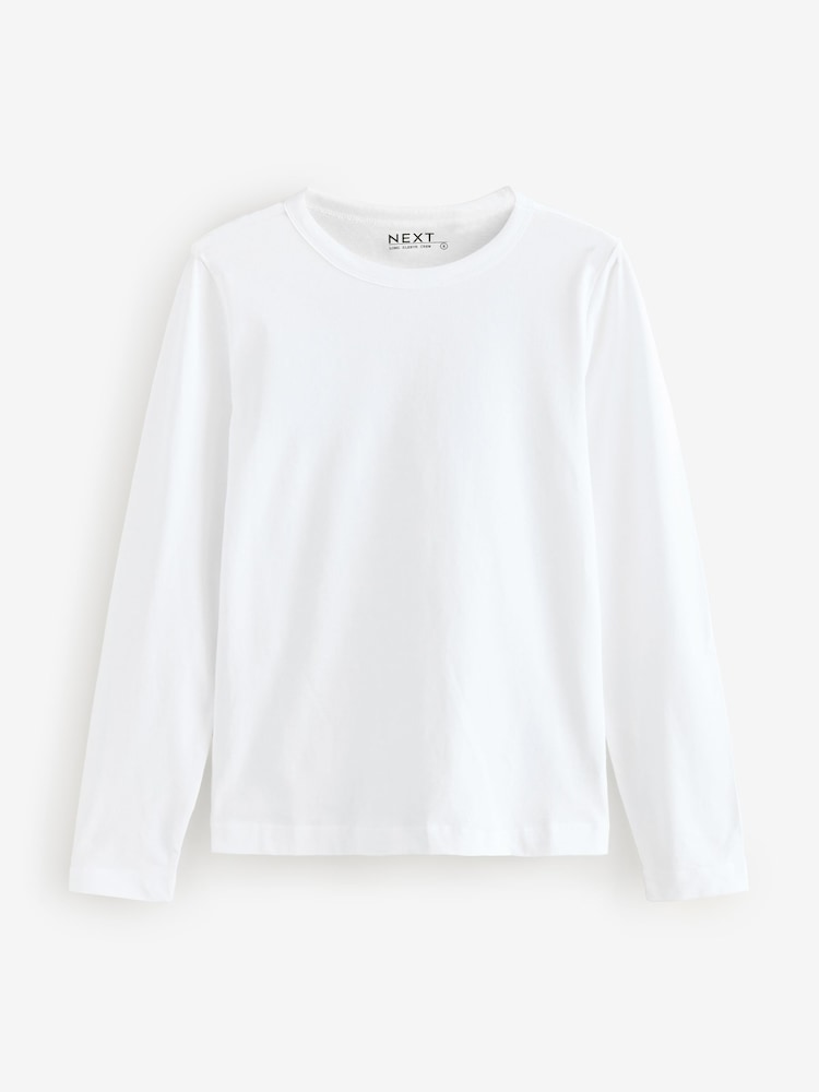 New White 100% Cotton Long Sleeve T-Shirt - Image 5 of 7
