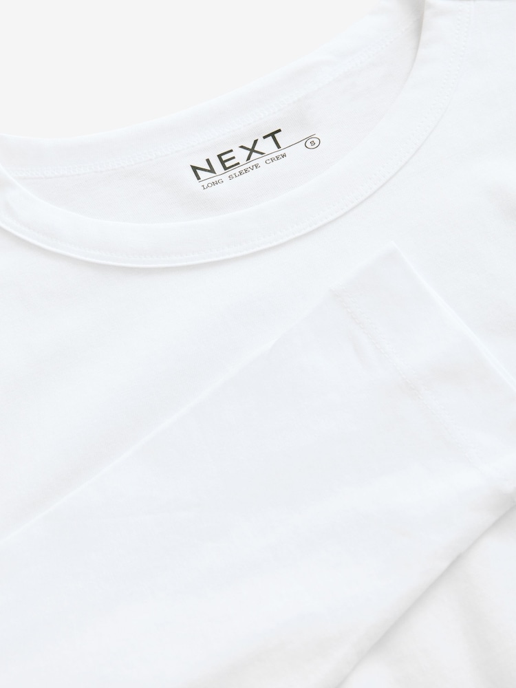 New White 100% Cotton Long Sleeve T-Shirt - Image 6 of 7