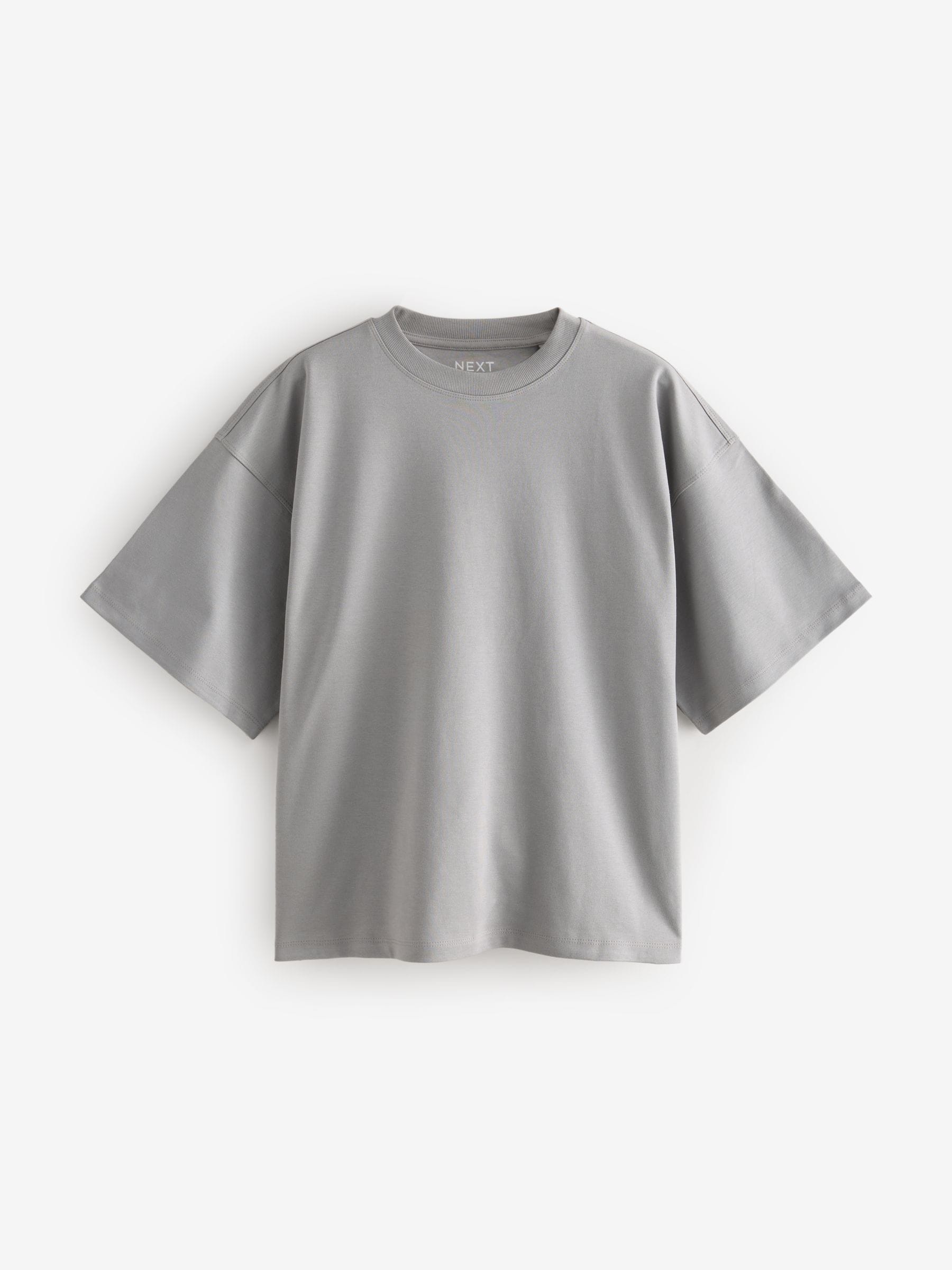 Buy White/Grey/Blue/Purple 5 Pack Oversized Boxy Fit Heavyweight