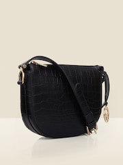 Sosandar Black Leather Croc Saddle Bag - Image 3 of 5