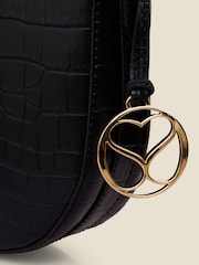 Sosandar Black Leather Croc Saddle Bag - Image 4 of 5