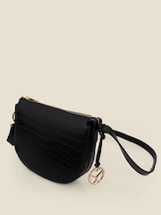 Sosandar Black Leather Croc Saddle Bag - Image 5 of 5
